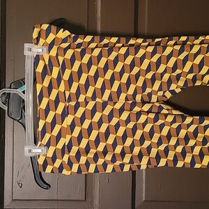 LuLaRoe Print Leggings Size TC Gold And Blue